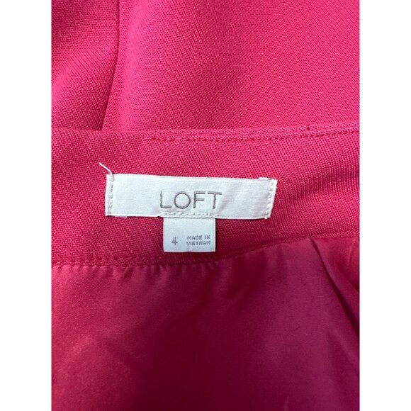 LOFT Magenta Gold Zipper Pocket A Line Skirt Size 4 - Picture 4 of 8